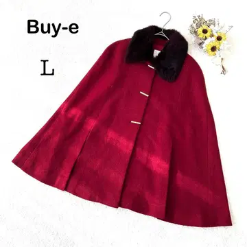 [ Buy-e ] 케이프 코트 판초 망토 퍼 레드 빨간색 L 오샤레