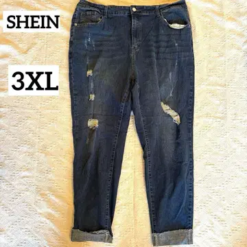 SHEIN [ 3XL ] 데미지 가공 데님 팬츠 청바지 롤업