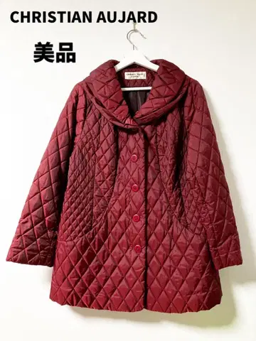 CHRISTIAN AUJARD 와인 레드 퀼팅 코트