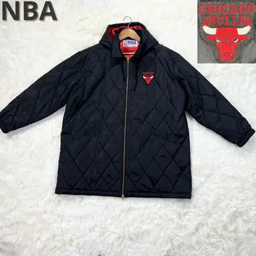 NBA L 상당 빅 퀼팅 코트 블랙 레드 시카고 불스