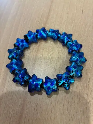 호타루 유리 16mm 파란색 별 모양 비즈 팔찌