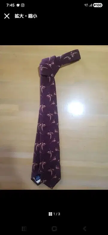 와인 레드 새 패턴 넥타이