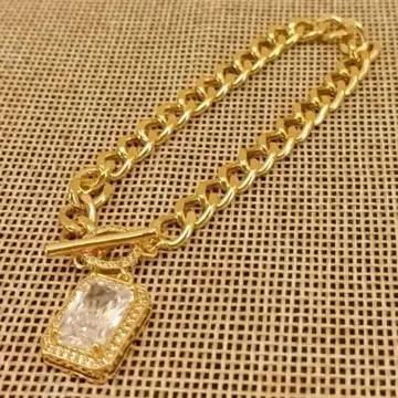 빈티지 골드 지르코니아 체인 팔찌 토글 앤티크