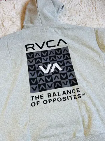 RVCA 그레이 후드 부착 후드티 L