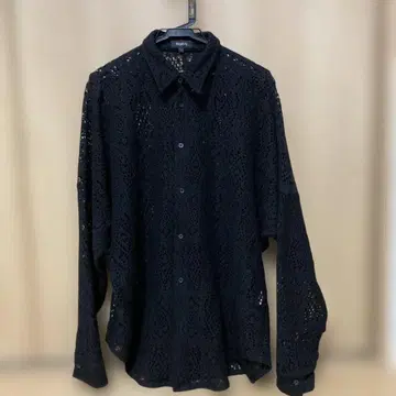 REGIEVO 블랙 레이스 긴팔 셔츠