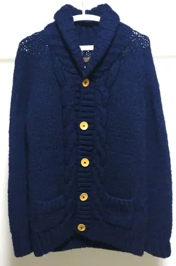URBAN RESEARCH DOORS 네이비 우드 버튼 가디건