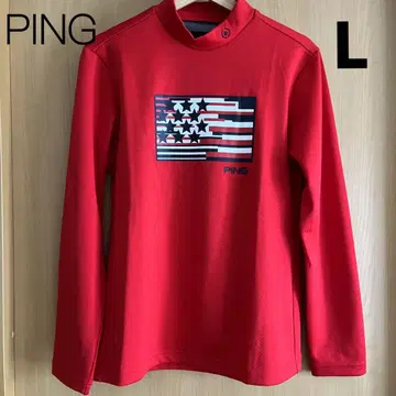 핑 ping 성조기 기모 하이넥 티셔츠 빨간색 L