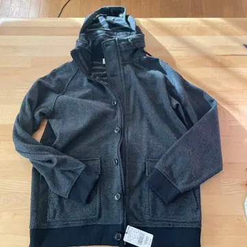 JUNRED 후드 부착 스트라이프 자켓 블랙 L 사이즈