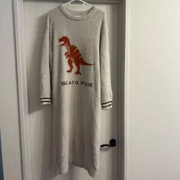 젤라또피케 파우더 모티브 자카드 드레스 다이너소어 패턴