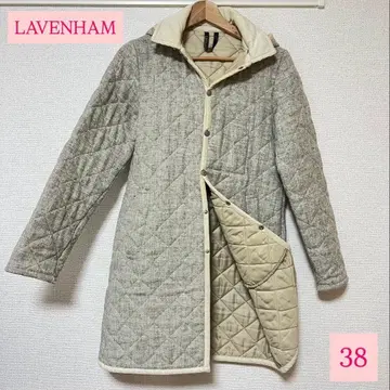 새상품급 LAVENHAM 라벤햄 울 퀼팅 코트 롱 38