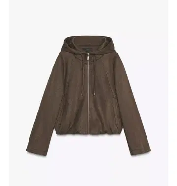 L 사이즈 ZARA 페이크 스웨이드 후드 부착 봄버 자켓 L 브라운