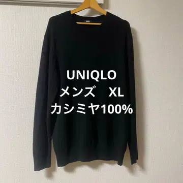 UNIQLO 캐시미어 100% 남성용 크루넥 니트 블랙 XL