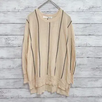 [페기라나] 니트 풀오버 (F) 얇은 소재 7부 소매 스트라이프