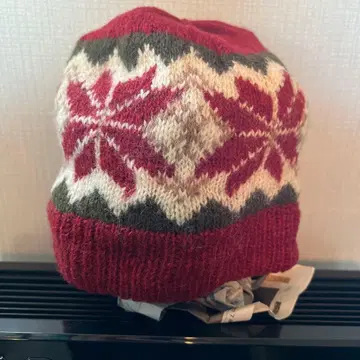 눈꽃 패턴 울 니트 비니