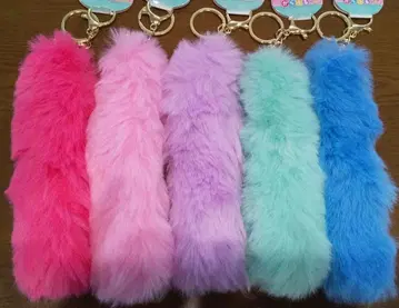 컬러풀 퍼 키체인 세트