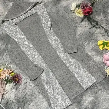 [ Face ] 후드 부착 그레이 레이스 가디건 롱 기장