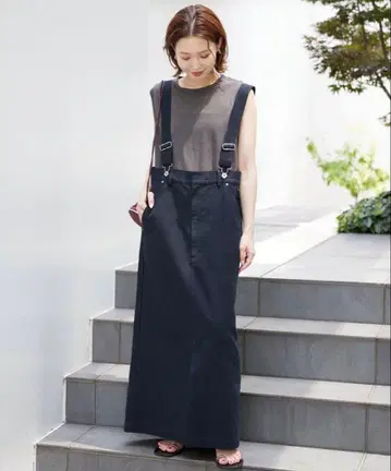 하이웨스트 오버롤 스커트