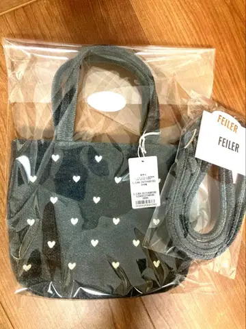 FEILER 그레이 하트 무늬 토트백 라브라리 하트