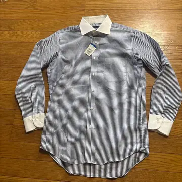 미사용품 HILTON 스트라이프 클레릭 와이드 칼라 셔츠 39-42
