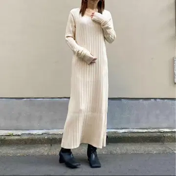 SALE!!택 포함 새상품!!리브 니트 롱 원피스 White free