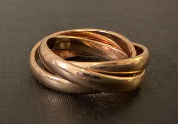 H.P.FRANCE 골드 컬러 트리니티 3연 반지 10호