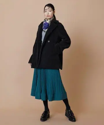 보아 더블 브레스트 코트 베이지