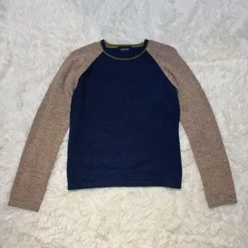 EASTBOY 네이비/베이지 래글런 스웨터 울 100%
