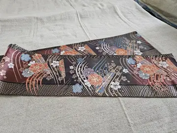 [이번 달만 판매] 겨울용 오비 오비아게 꽃 무늬 블랙 빨간색