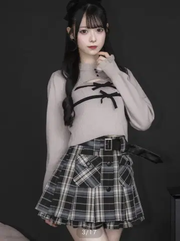 더블 리본 니트 세트