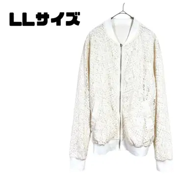 레이스 블루종 집업 자켓 LL 사이즈 화이트 계열