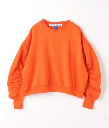 CITEN 소매 개더 루즈 맨투맨 트레이닝복 오렌지