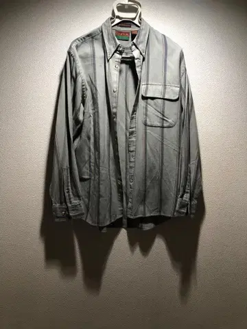 그레이 스트라이프 긴팔 셔츠