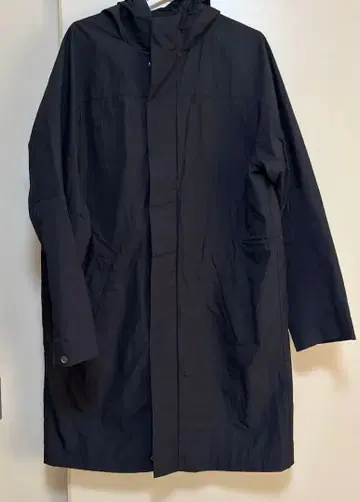 COS 후드 부착 롱 코트 블랙