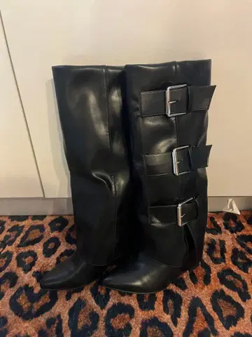 롱 부츠 여성용 부츠 블랙