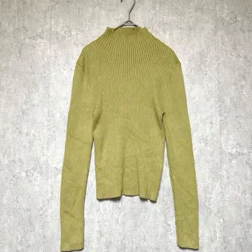 GRL 그레일 하이넥 리브 니트 스웨터 머스타드 계열 L 타이트 슬림