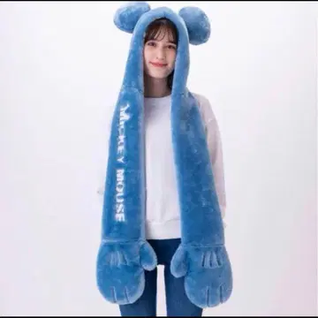 미키 팬캡 블루 머플러 파랑 머플러캡