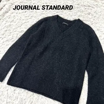 새상품급 JOURNAL STANDARD 알파카 혼방 V넥 니트 블랙 F