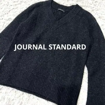 새상품급 저널 스탠다드 알파카 혼방 V넥 니트 블랙 래글런 슬리브