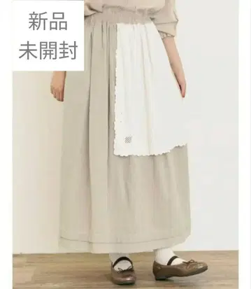 Samansa Mos2 자수 크로스 부착 스커트 베이지