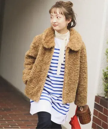 SLOBE IENA SHELLGE 보아 블루종 카멜