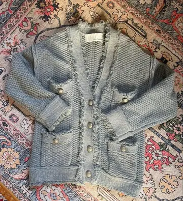 Whim Gazette 트위드 니트 가디건 블루