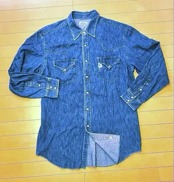 레어 사이즈 4 오크라 데님 긴팔 셔츠