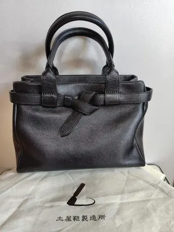 츠치야 가방 제조소 블랙 가죽 핸드백