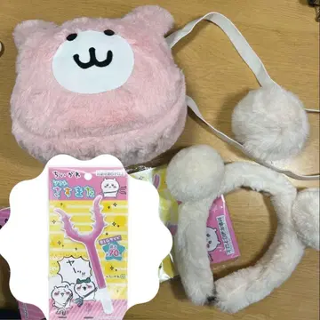 치이카와 (먼작귀) 머리띠 꼬리 분장 곰돌이 파우치 코스프레 곰돌이