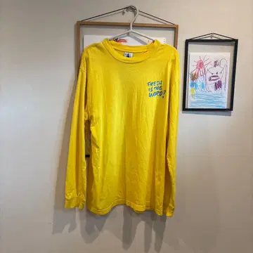 VIRGIL NORMAL 버진 노멀 옐로우 컬러 긴팔 T셔츠 스케이터