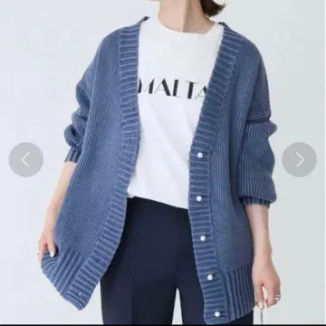 새상품급 스픽 앤 스팬 소프트코어 얀 V넥 가디건 펄 버튼