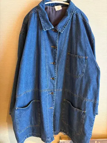 데님 롱 코트 커버올 자켓 빈티지 남성용 XL 상당
