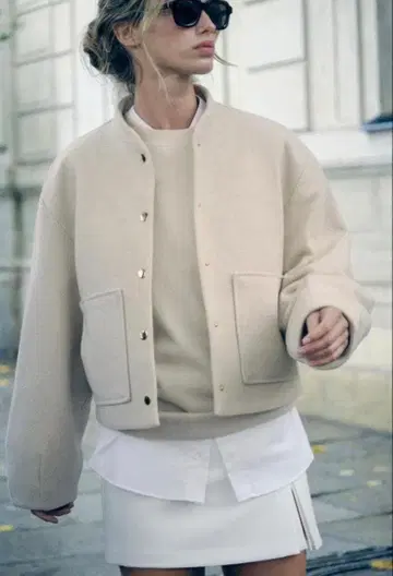 ZARA 숏 기장 패치 포켓 봄버 자켓