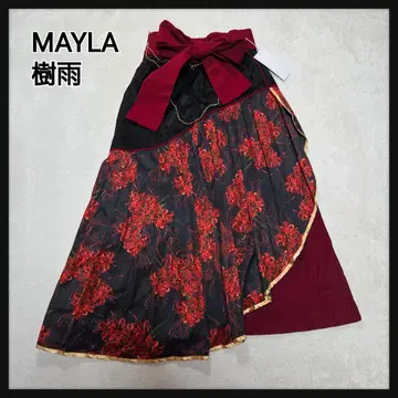 [미사용품 택 포함] MAYLA 수우 롱 스커트 플리츠 꽃무늬 L 사이즈