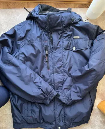 던롭 네이비 후드 부착 점퍼 다기능 포켓